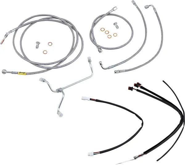 Harley Davidson Flhx [BURLY BRAND] - Complete Stainless Steel Braided Handlebar Cable/Brake Line Kit