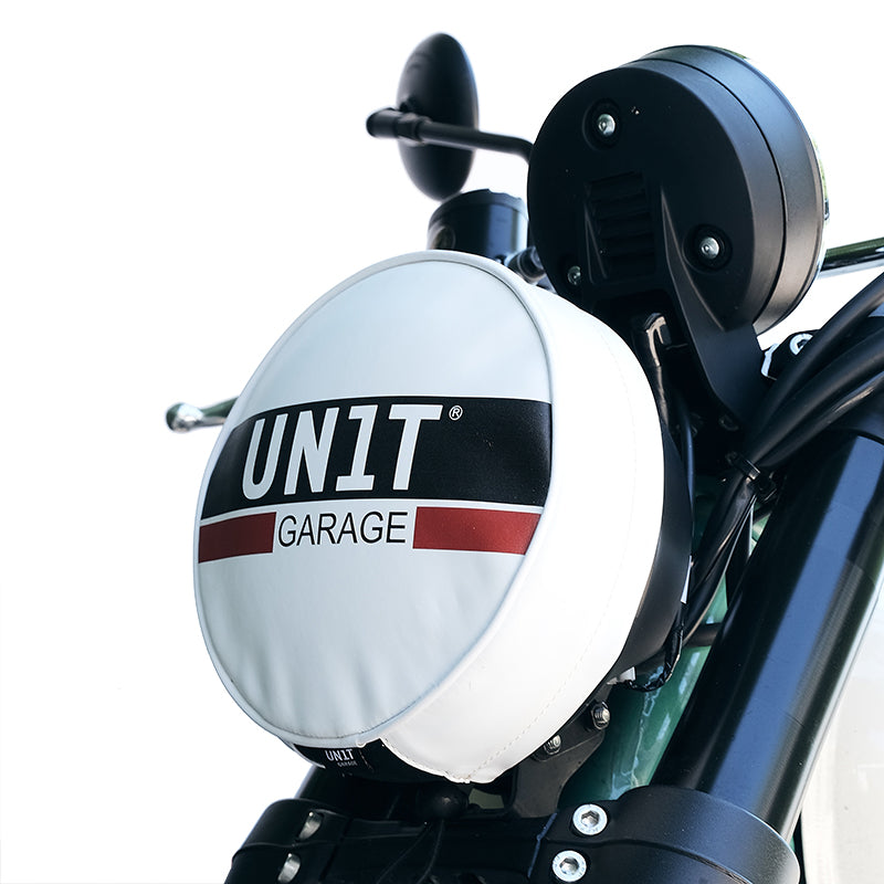 BMW R nineT 1200 Scrambler [2016-2023] - Scheinwerferabdeckung aus Leder mit Logo