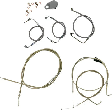 Harley Davidson Flhri [LA CHOPPERS] - Standard Stainless Steel Covered Handlebar Cable/Brake Line Kit