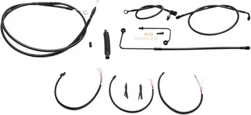 Harley Davidson FLS [LA CHOPPERS] - Kit complet de câbles de guidon/ligne de frein tressés minuit