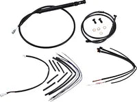 Harley Davidson FX [BURLY BRAND] - Complete Black Vinyl Handlebar Cable/Line Set for Ape Hanger