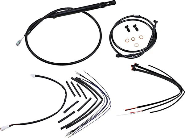 Harley Davidson FX [BURLY BRAND] - Complete Black Vinyl Handlebar Cable/Line Set for Ape Hanger