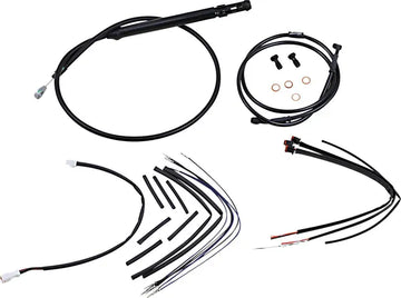 Harley Davidson FX [BURLY BRAND] - Ensemble complet de câbles/lignes de guidon en vinyle noir pour Ape Hanger
