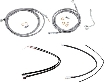 harley davidson flhrxs [BURLY BRAND] - Kit complet de câbles de guidon/conduites de frein en acier inoxydable