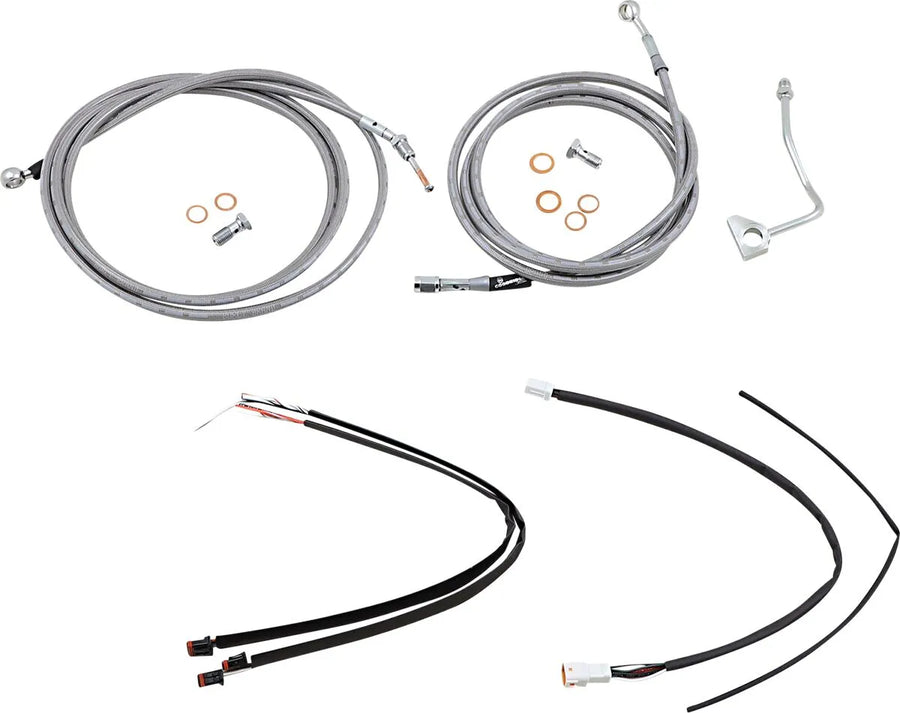 harley davidson flhrxs [BURLY BRAND] - Kit complet de câbles de guidon/conduites de frein en acier inoxydable