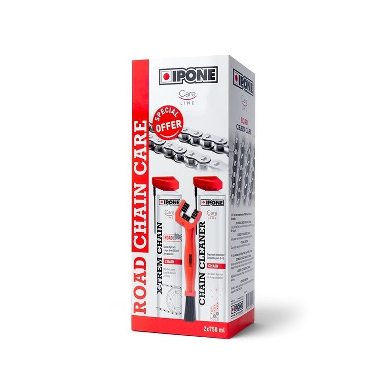 IPONE Chain Care Pack Road – Kettenpflege-Set mit Reiniger, Spray & Bürste