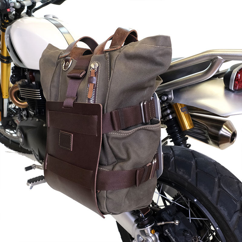 BMW R 12 G/S [2025-2026] - Aluminium-Taschenhalter mit verstellbarer Lederfront und Schnellkupplung + BMW R12 G/S Rahmen rechts