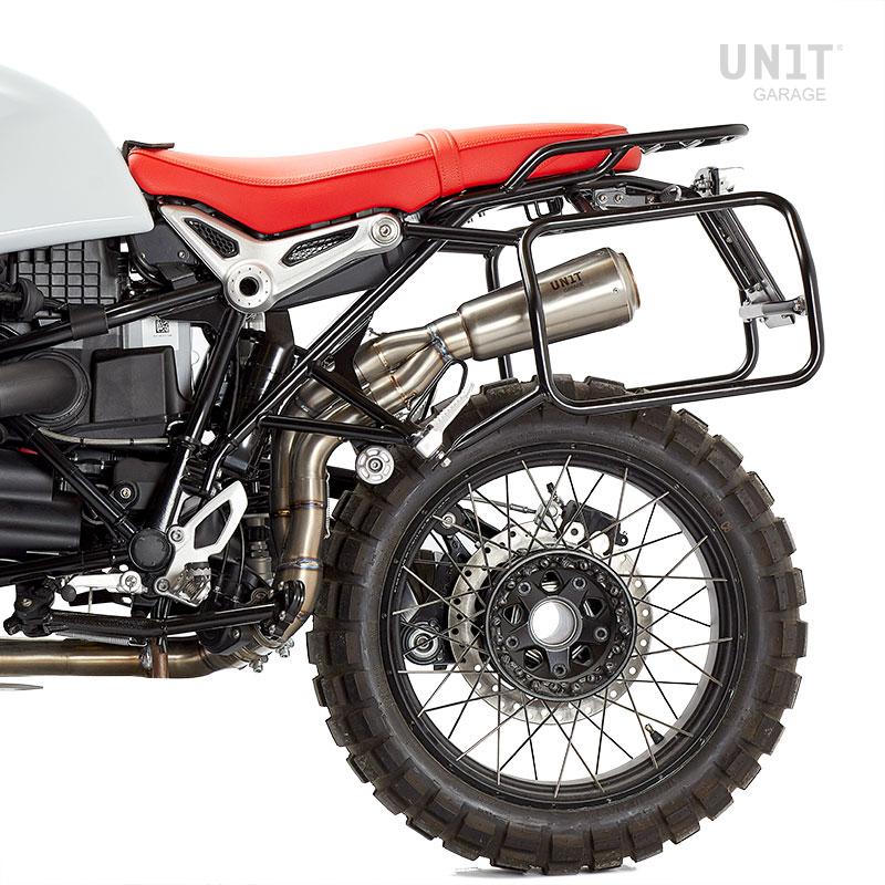 BMW R nineT 1200 Urban G/S (niedriger Auspuff) [2017-2023] - Paar Cult-Seitentaschen aus Canvas 40L - 50L + Paar Aluminiumplatten + Atlas NineT Aluminium Taschenrahmen